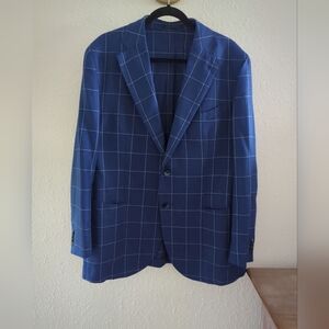 L.B.M. 1911 Italian Wool Silk Viscose Windowpane Blazer Sport Coat  56R